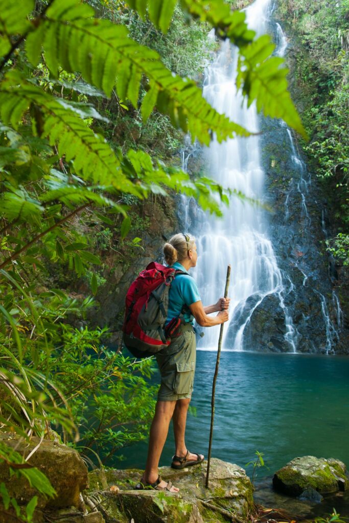 Waterfalls and forest at the Hidden Valley Inn, Pine Ridge, Belize