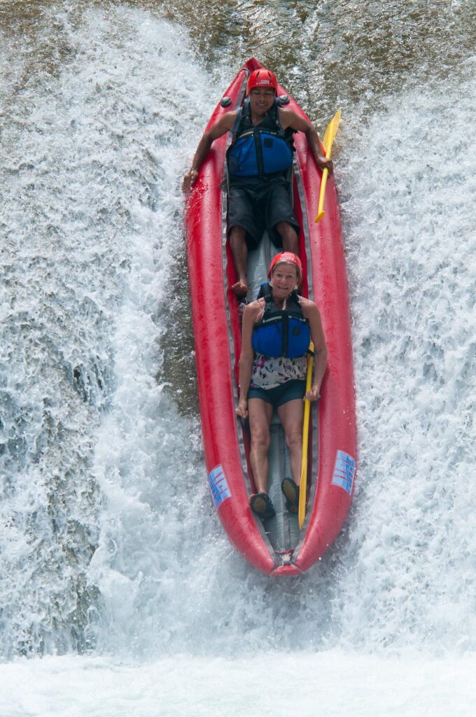 Kayaking down the drop pools of the Moho River, Belize